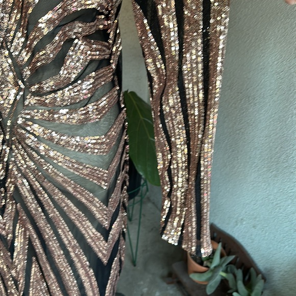 24K Label by K Too | Black Sheer Sequined Maxi Evening Dress - Picture 4 of 8